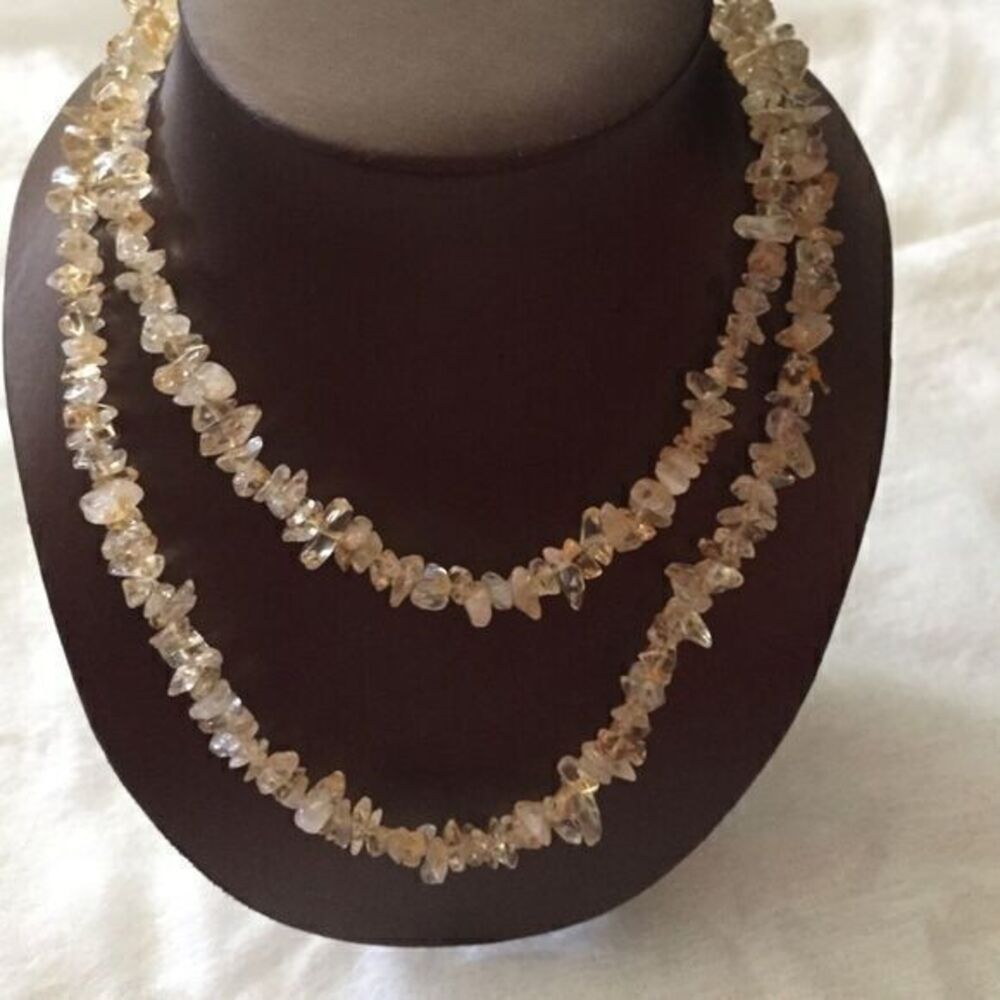 🌺Natural Citrine long infinity necklace chain